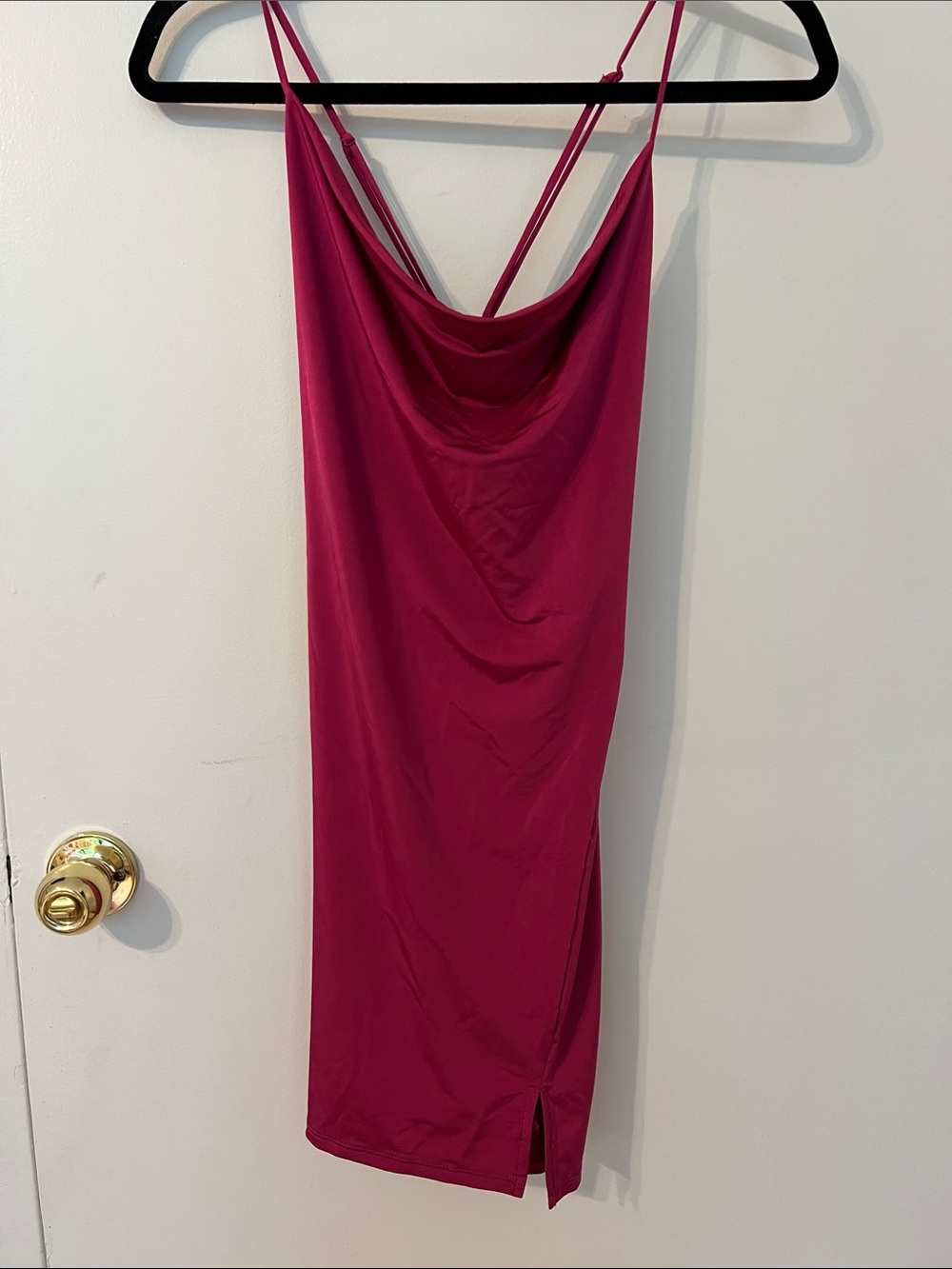 Garage Fuchsia Pink Satin Cowl Mini Dress